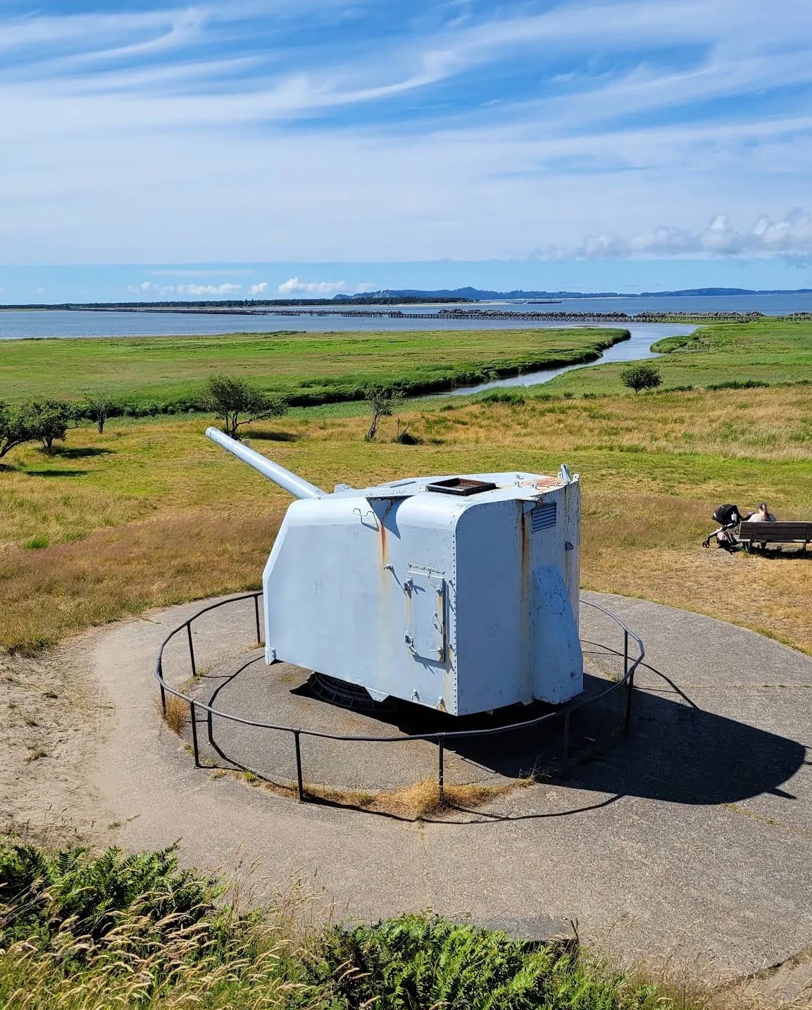 A coastal defence gun at Fort Stevens overlooking the Columbia River estuary