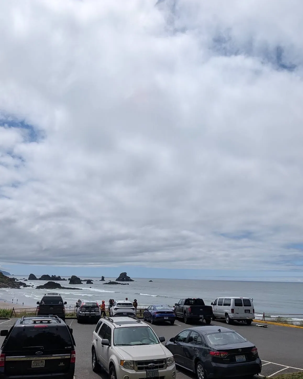 Sea stacks off Indian Beach seen from the Ecola State Park parking area