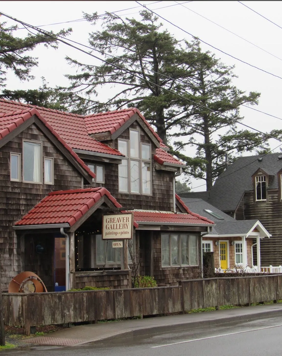 A cedar-shingled art gallery on Hemlock Street in downtown Cannon Beach